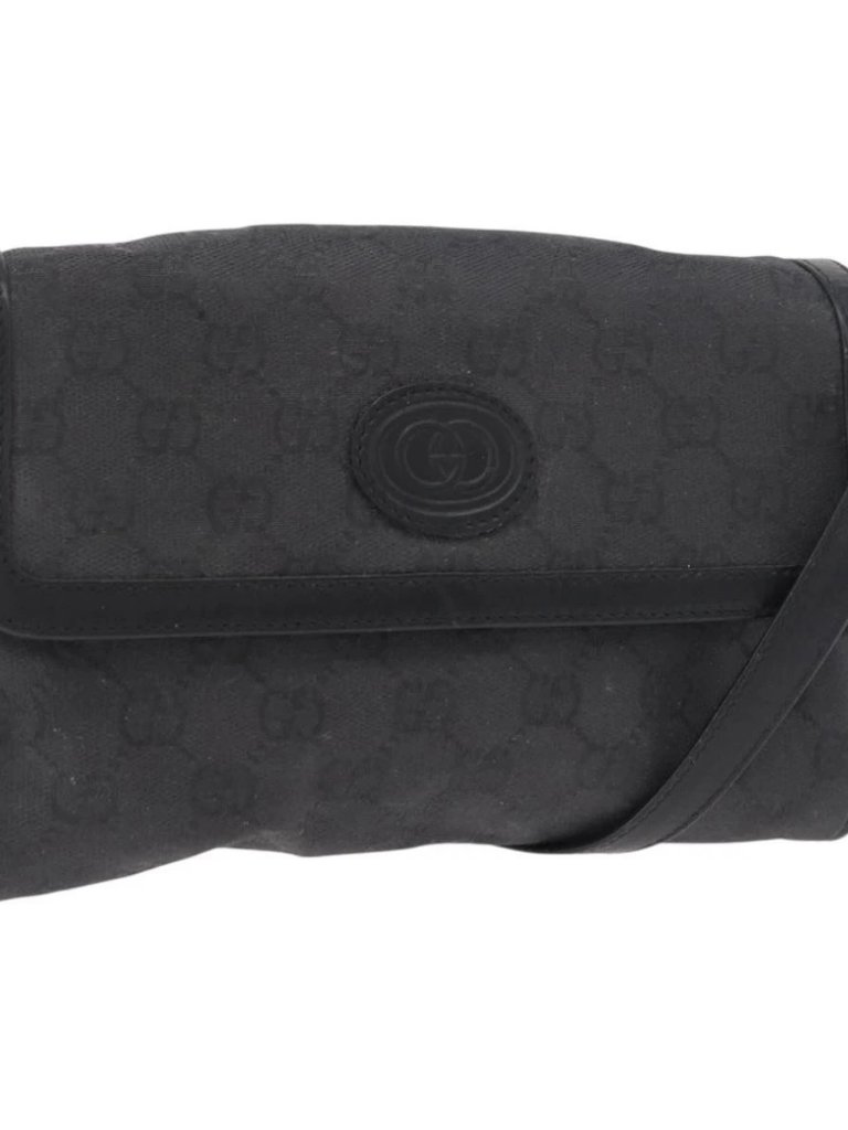 Gucci Gg Canvas Shoulder Bag Black Gold 004 904 0198 Auth 177480